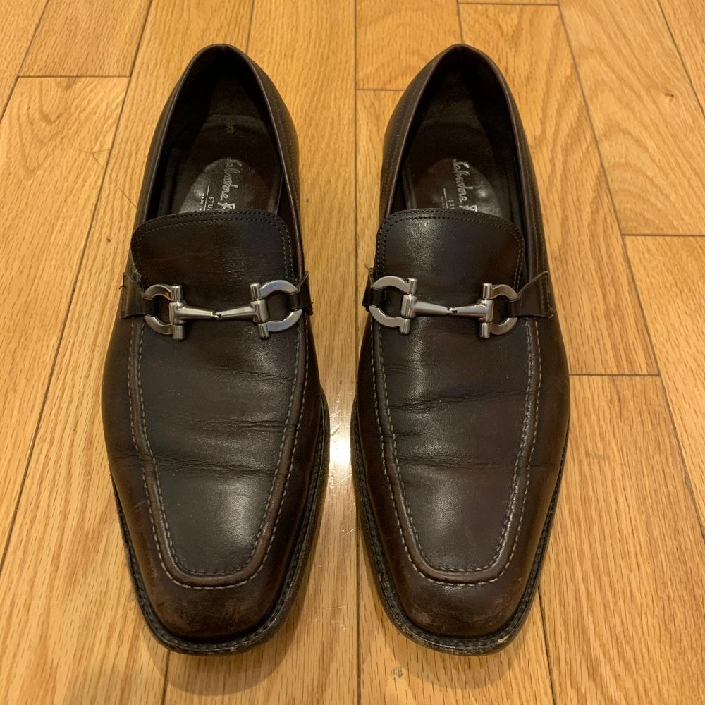 Salvatore Ferragamo Mens Brown Loafers w/ Bridle